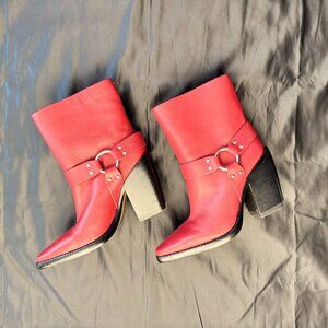 Rag & Bone Red Block Heel Booties